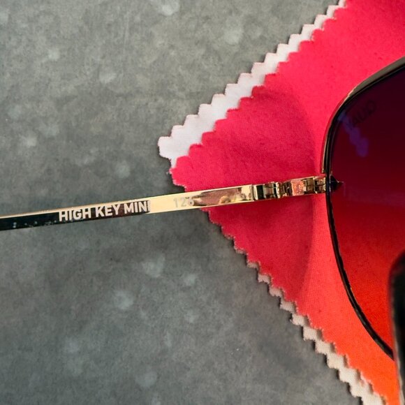 Quay High Key Mini Aviator Sunglasses – Gold Frame / Gradient Brown Lenses - Picture 10 of 12